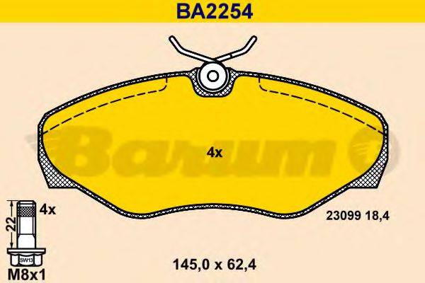 BARUM BA2254 Комплект тормозных колодок, дисковый тормоз