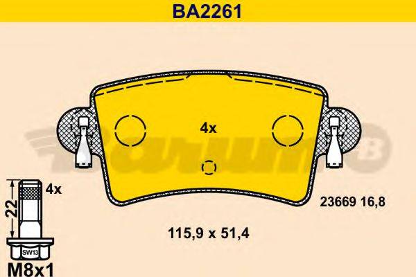 BARUM BA2261 Комплект тормозных колодок, дисковый тормоз