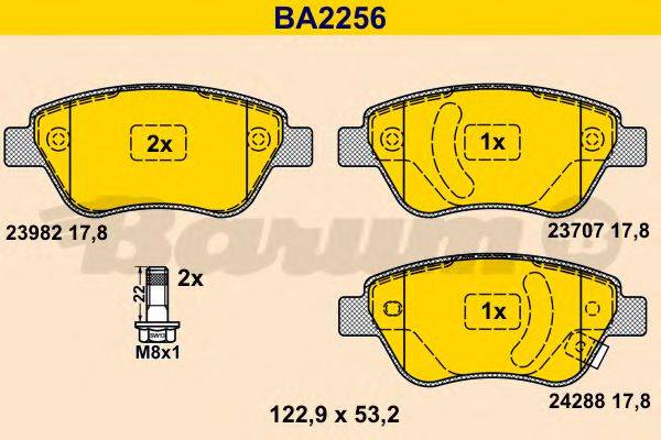 Комплект тормозных колодок, дисковый тормоз BARUM BA2256