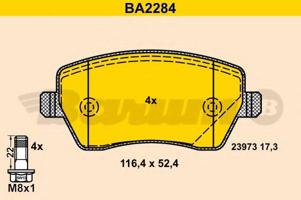 BARUM BA2284 Комплект тормозных колодок, дисковый тормоз