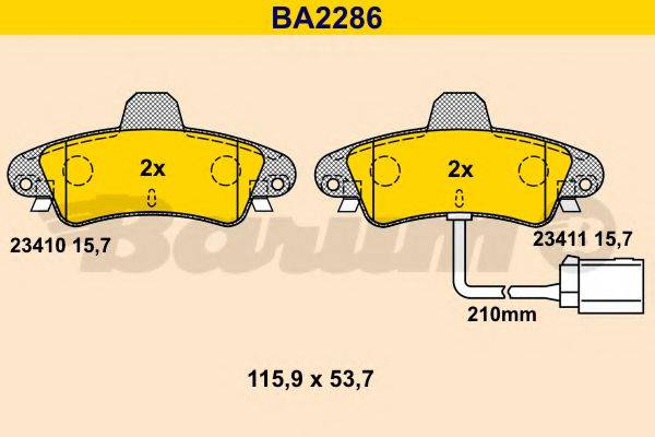 BARUM BA2286 Комплект тормозных колодок, дисковый тормоз