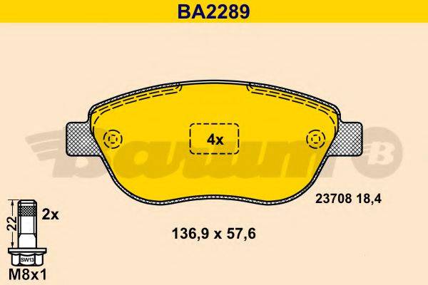 BARUM BA2289 Комплект тормозных колодок, дисковый тормоз