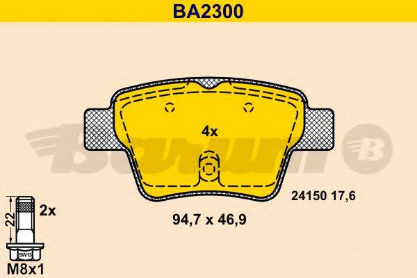 BARUM BA2300 Комплект тормозных колодок, дисковый тормоз