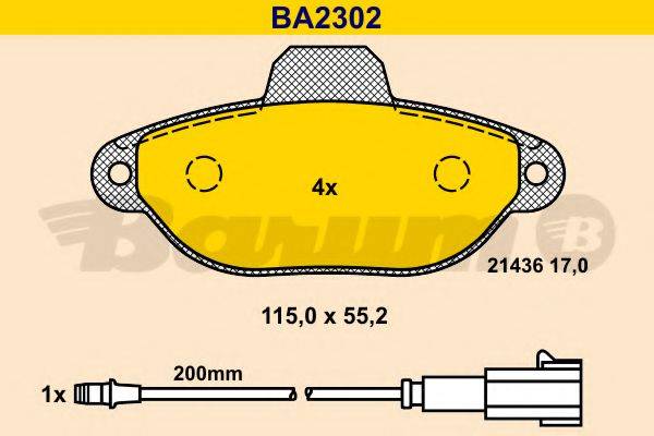 BARUM BA2302 Комплект тормозных колодок, дисковый тормоз