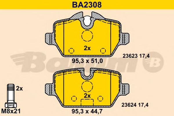 BARUM BA2308 Комплект тормозных колодок, дисковый тормоз