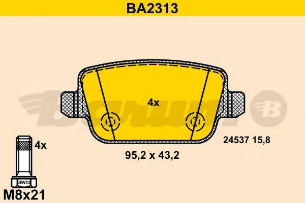 BARUM BA2313 Комплект тормозных колодок, дисковый тормоз