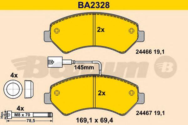 Комплект тормозных колодок, дисковый тормоз BARUM BA2328