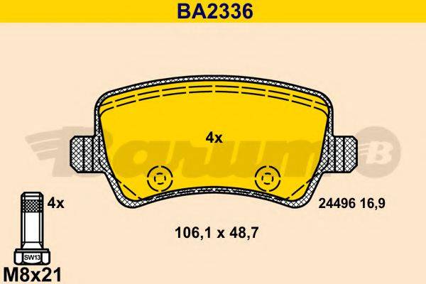 BARUM BA2336 Комплект тормозных колодок, дисковый тормоз