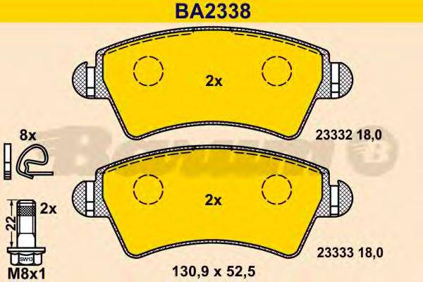 BARUM BA2338 Комплект тормозных колодок, дисковый тормоз