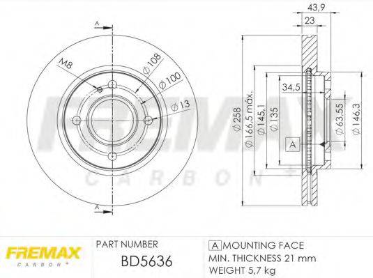 Тормозной диск FREMAX BD-5636