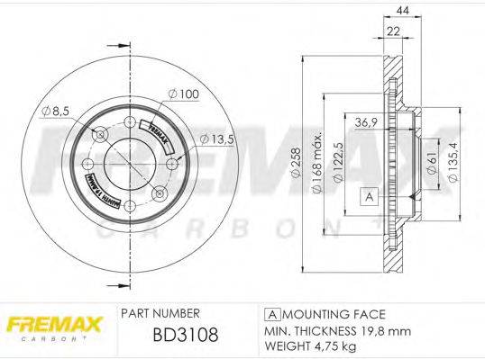 Тормозной диск FREMAX BD-3108