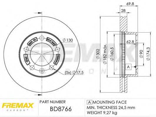 FREMAX BD8766 Тормозной диск