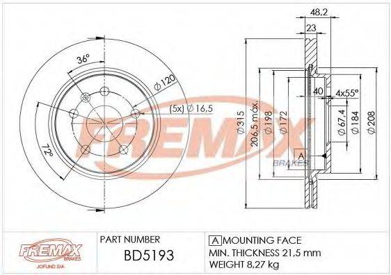 FREMAX BD5193 Тормозной диск