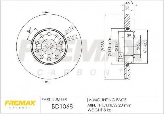 Тормозной диск FREMAX BD-1068