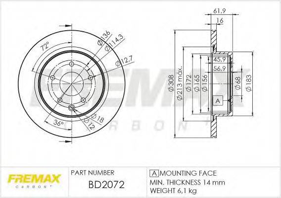 FREMAX BD2072 Тормозной диск