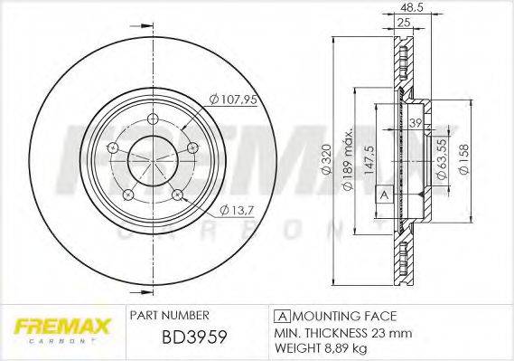 Тормозной диск FREMAX BD-3959
