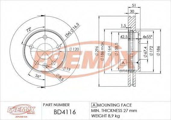 FREMAX BD4116 Тормозной диск