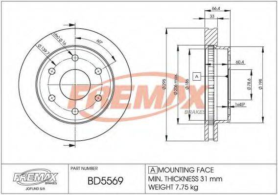 Тормозной диск FREMAX BD-5569