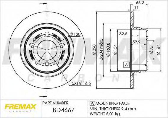 FREMAX BD4667 Тормозной диск