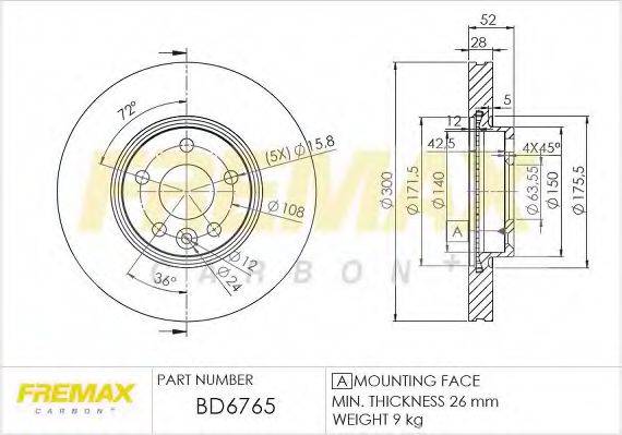 FREMAX BD6765 Тормозной диск