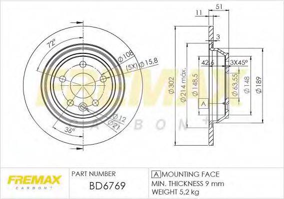 FREMAX BD6769 Тормозной диск
