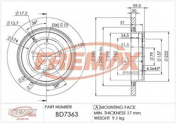Тормозной диск FREMAX BD-7363