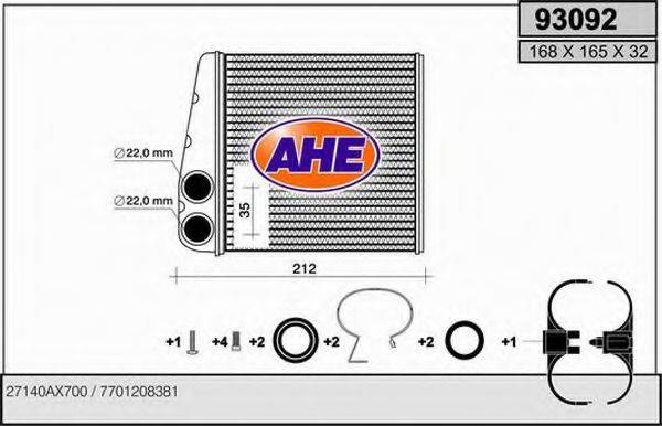 AHE 93092 Теплообменник, отопление салона