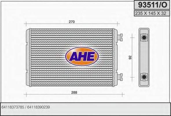 Теплообменник, отопление салона AHE 93511/O
