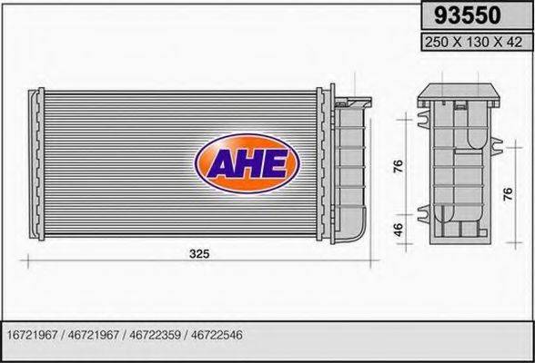 AHE 93550 Теплообменник, отопление салона