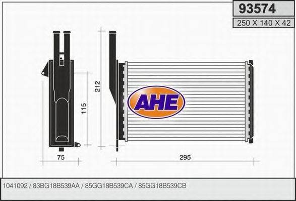 AHE 93574 Теплообменник, отопление салона