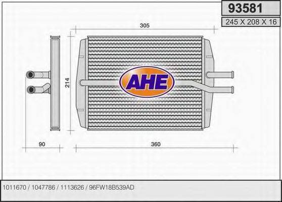 Теплообменник, отопление салона AHE 93581
