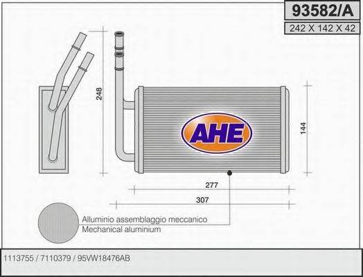 Теплообменник, отопление салона AHE 93582/A