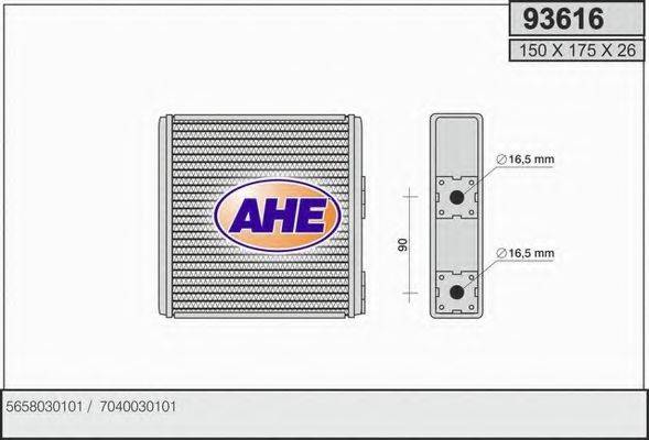 AHE 93616 Теплообменник, отопление салона