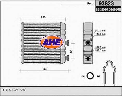 Теплообменник, отопление салона AHE 93823