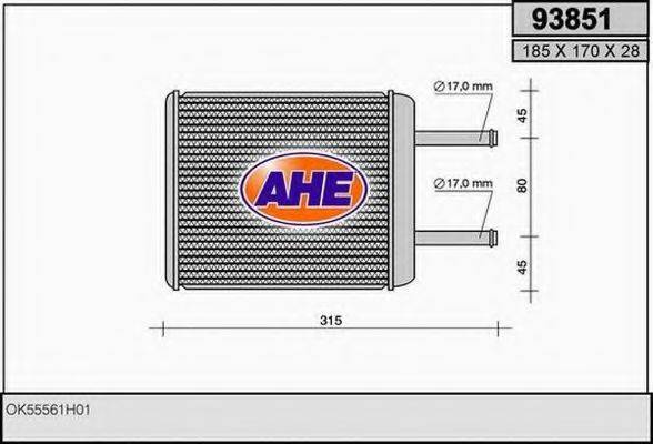 AHE 93851 Теплообменник, отопление салона