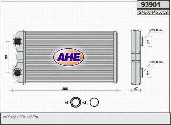 AHE 93901 Теплообменник, отопление салона