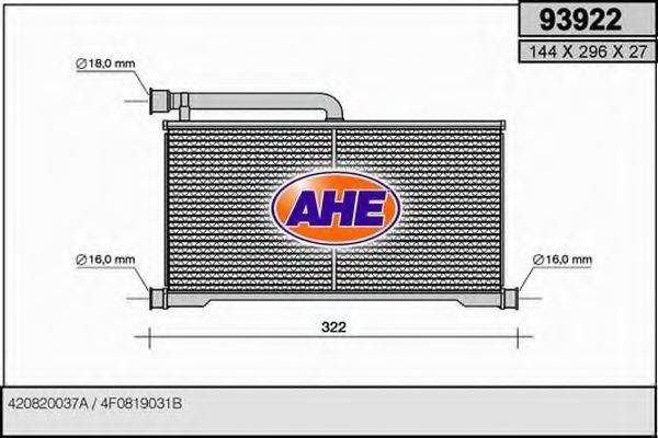 AHE 93922 Теплообменник, отопление салона
