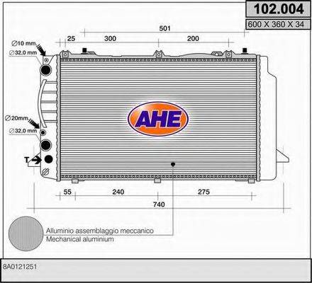 AHE 102004 Радиатор, охлаждение двигателя
