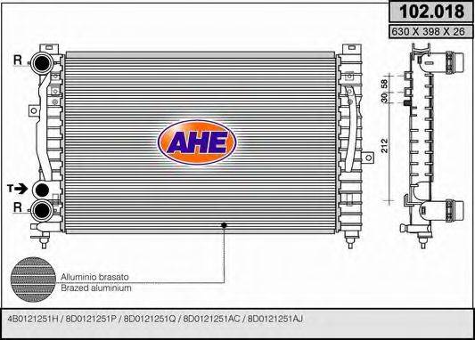 Радиатор, охлаждение двигателя AHE 102.018