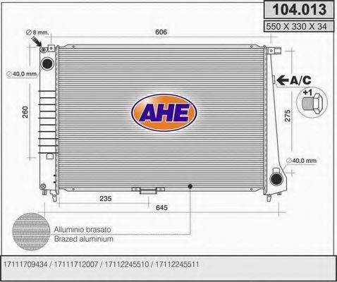 AHE 104013 Радиатор, охлаждение двигателя