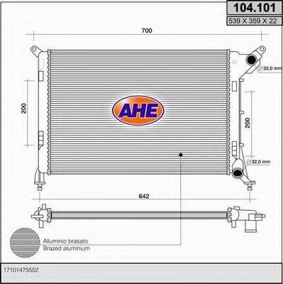 AHE 104101 Радиатор, охлаждение двигателя