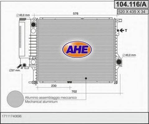 AHE 104116A Радиатор, охлаждение двигателя