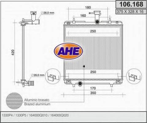 AHE 106168 Радиатор, охлаждение двигателя