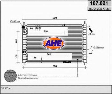 Радиатор, охлаждение двигателя AHE 107.021