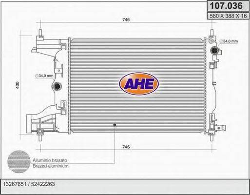 AHE 107036 Радиатор, охлаждение двигателя