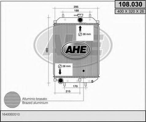 AHE 108030 Радиатор, охлаждение двигателя