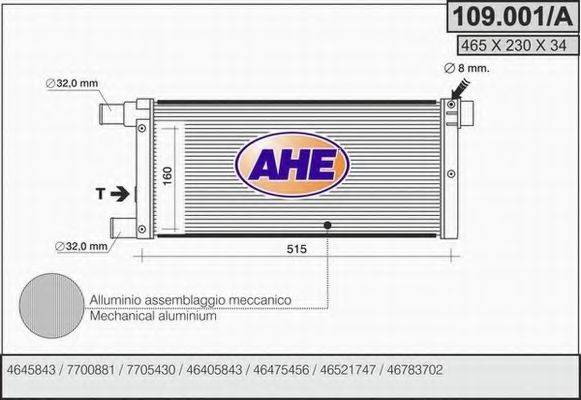 Радиатор, охлаждение двигателя AHE 109.001/A