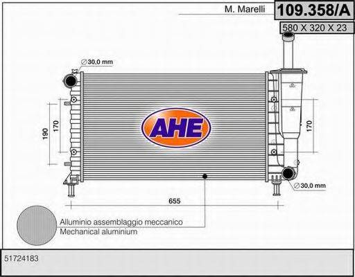 Радиатор, охлаждение двигателя AHE 109.358/A