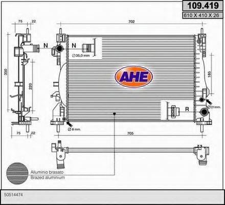 AHE 109419 Радиатор, охлаждение двигателя