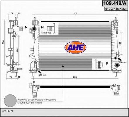 Радиатор, охлаждение двигателя AHE 109.419/A